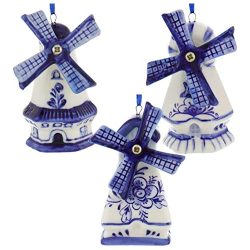 Adornos De Molino De Viento Delft Blue, 3 Surtidos