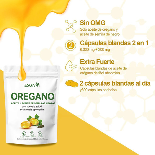 Aceite De Orégano 6000 Mg Con300cápsulas Blandas Sin Sabor*2