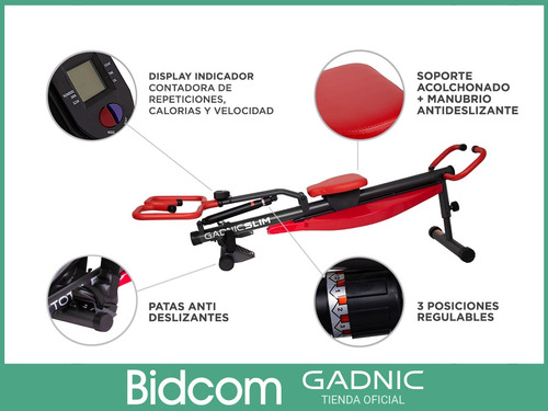 Remadora Gadnic Slim Multifuncional Abs Calorias Fitness Gym