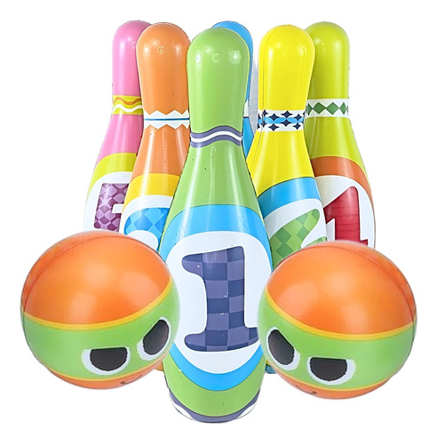 Brinquedo Boliche Educativo Infantil 6 Pinos 2 Bolas Castela