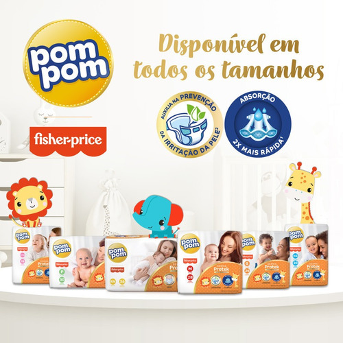 Imagem 7 de 7 de Fralda Pom Pom Derma Protek Jumbinho Rn 18un