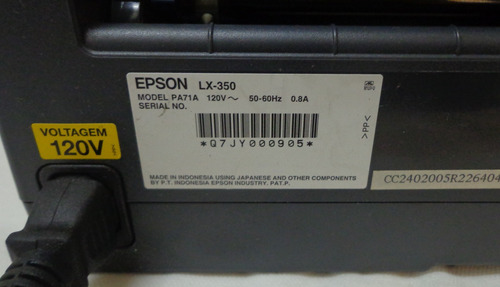Impressora Matricial Epson Lx350 Usb 120v-falha Na Impressão Preto (Usado)