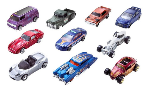 Hotwheels Pack 10 Autos, Carros De Carrera Mattel Original