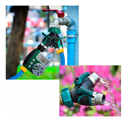 Divisor Manguera Riego, Conector 2 Vías Metal + 2 Accesorios
