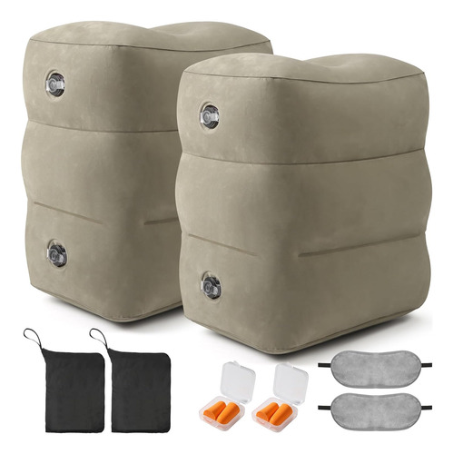 Almohada Inflable Con Reposapiés Y Máscara Para Viaje