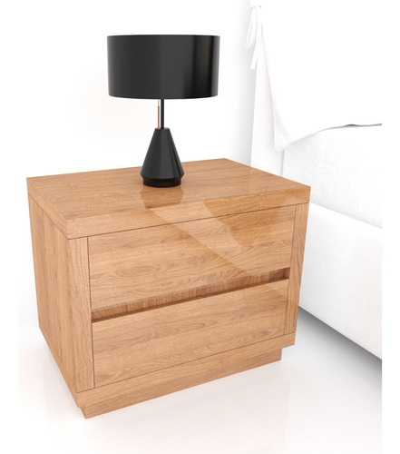 Mesa De Luz Noche Diseño Moderno Laqueada 2 Cajones Acabado Semi Mate Color Blanco