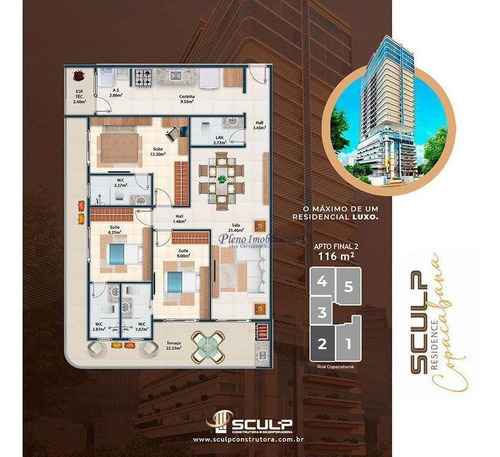 Imagem 30 de 30 de Apartamento Com 3 Dormitórios Sendo 3 Suítes, À Venda, 117 M² Por R$ 999.325 - Vila Guilhermina - Praia Grande/sp - Ap0864