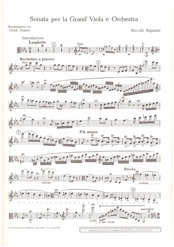 Sonata Per La Grand' Viola E Orchestra, For Viola And Orches