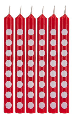 Velas De Cumpleaños Rojas Con Puntos Blancos