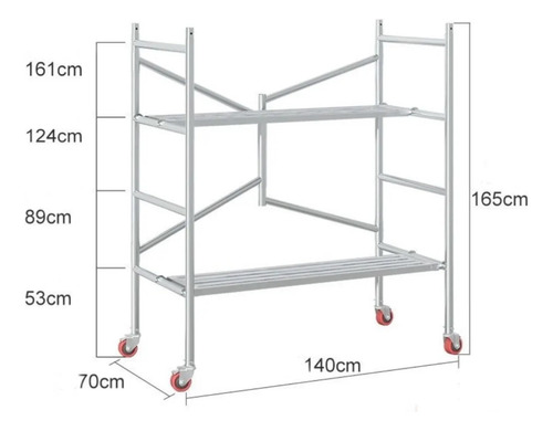 Andamio Plegable Portable Con Dos Tablones Y Ruedas