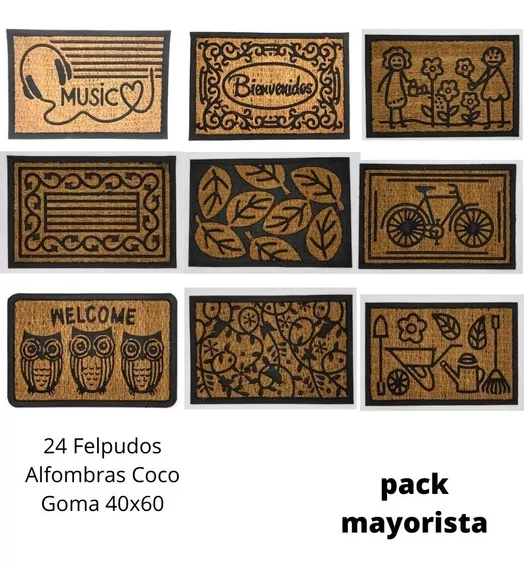 Pack Mayororista 24 Felpudos Tapete Entrada De Goma Coco