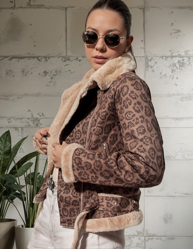 Campera Gamulan Animal Print Con Piel Sintetica-natistore