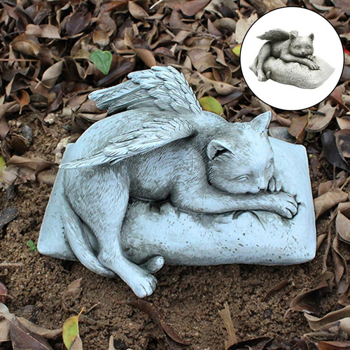 De Ángel Mascota Gato Estatua Figurita Decorativa Casa