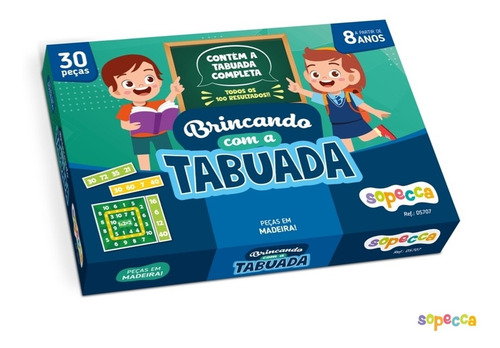 Jogo Infantil Brincado Com A Tabuada 30 Pçs Em Mdf - Sopecca