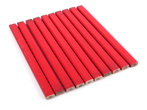10 Unids/paquete De Lápiz De Carpintero Rojo Duro Octagonal