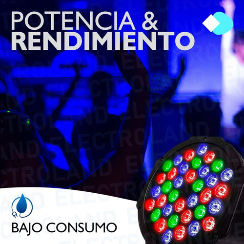 Imagen 3 de 10 de Proton Led Par 36 Led Alta Luminosidad Rgb Audioritmico Dmx