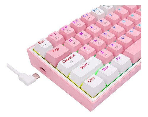 Teclado Redragon Fizz Pro K616-rgb Rosa/blanco Español Gamer Color Del Teclado Rosa Idioma Español Latinoamérica