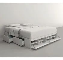 Comprar Box Sommier Table's 202x203 Cm Con 4 Cajones Y 2 Zapateros Color Blanco
