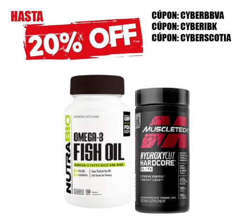 Pack Quemador De Grasa : Hydroxycut Hardcore + Pure Omega 3