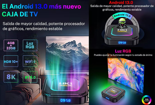 Caja De Tv Replicator Multimedia Android 13 4g Y Caja De Tv Negro