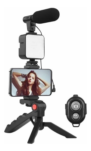 Kit Tripode Con Led Microfono Para Video Streaming Control