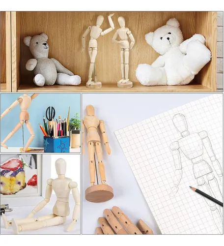 Figura Humana 30+11cm Madera Maniquí Para Arte Y Dibujo
