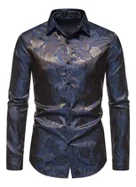 Comprar Ca Camisas Florales De Satén De Seda Para Hombre, Camisa