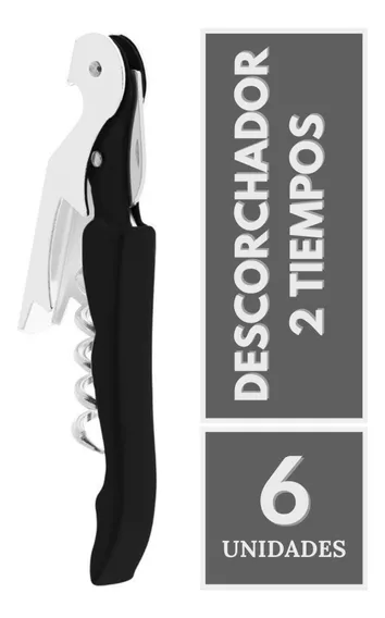 Descorchador 2 Tiempos Sacacorchos Destapador Pack X 6