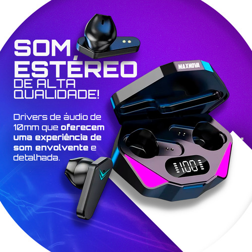 Fone De Ouvido Bluetooth Sem Fio 5.1 Rbg Wireless Compativel Com Todos Os Celulares X15