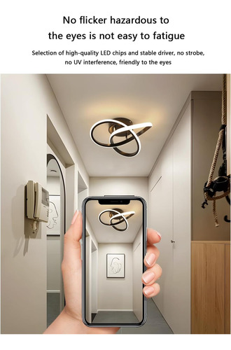 Lámpara Variable De 3 Color Plafn Led Curva Moderna Para Luz