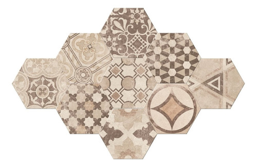 Revestimiento Ceramico Hexagonal Versalles Beige Mix 20x23 