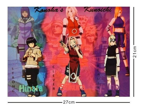 Naruto Cromo Poster Tamaño Carta Konoha Sakura Hinata