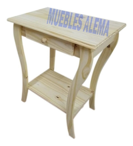 Mesa De Arrime 60 Cm Con Cajon Y Estante Pino Macizo