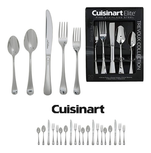 Set 20pzs Cubiertos Acero Inoxidable Cuisinart P/ 4 Personas