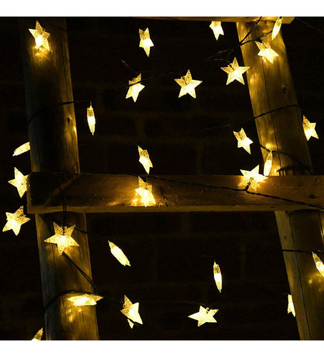 Guirnalda De Luces Solares Con Forma De Estrella, Funciona P