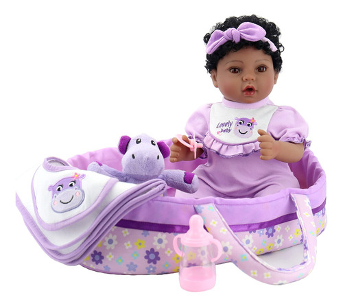 Aori Reborn Baby Dolls - Moisés Negro Y Morado De 18 Pulga.