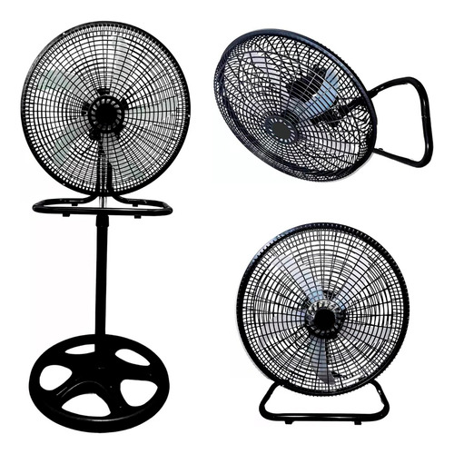 Ventilador Piso Pedestal Pared 3 En 1 Silencioso 5 Aspas 50 Cm 60hz Negro Transparente Plástico 5