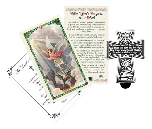 Tarjeta Oracion Laminada Angel Guarda San Miguel Clip Visera