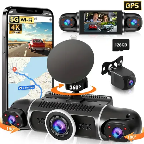 Câmera Veicular Automotiva Hd 1080p 4 Em 1 Com Wifi Bt Gps 128g C/câmera De Ré