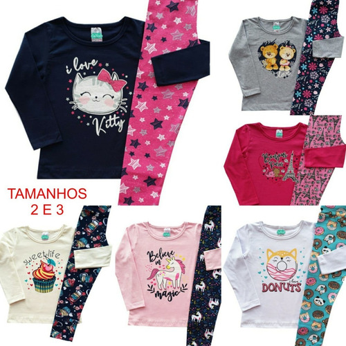 Kit Lote 5 Conjuntos Infantil Feminino Roupa Inverno Atacado
