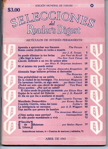 Selecciones Del Reader´s Digest Nº29 Abril 1943