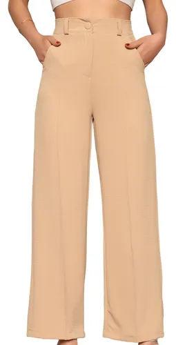 Calça Feminina Moom Elástico na Cintura com Bolso Faca e Botões Color  Fúcsia - T701