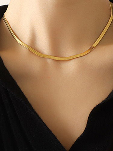 Collar De Alambre Dorado De Acero Inoxidable, Simple Y Versá