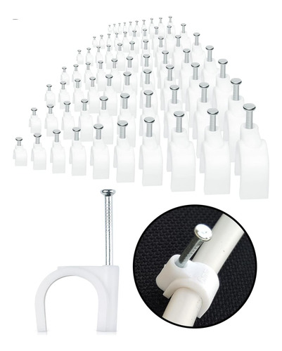 Paquete De 100 Mini Clips Redondos Para Cables De Computador