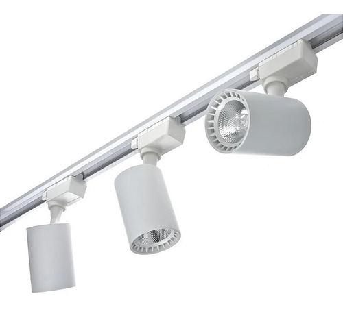 Trilho Eletrificado 1m + 3 Spot Led 30w Branco Frio Branco