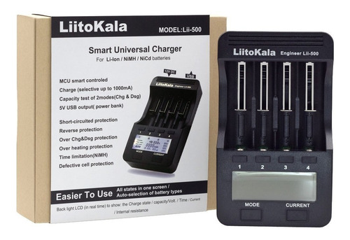 Liitokala Modelo Lii-500 Smart Charger Tester Bateria 18650