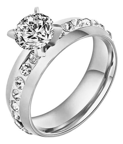 Anillo Argolla Mujer Alta Calidad Cz Cubico Acero Inoxidable