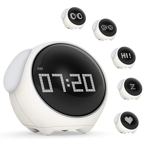 Reloj de mesa digital HBK Emoji Alarm Clock color blanco 5V