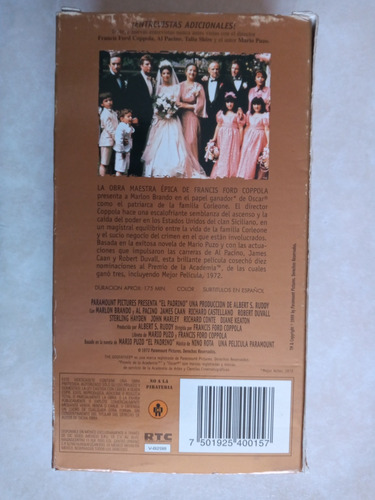 Película El Padrino Edición En Box Set Vhs 1998. (Usado)