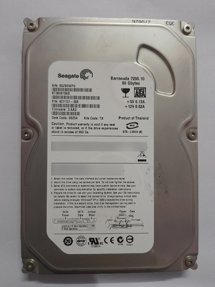 Implementar Detener voluntario Disco Duro Hdd Seagate St380815as Barracuda 80gb 3.5 Sata